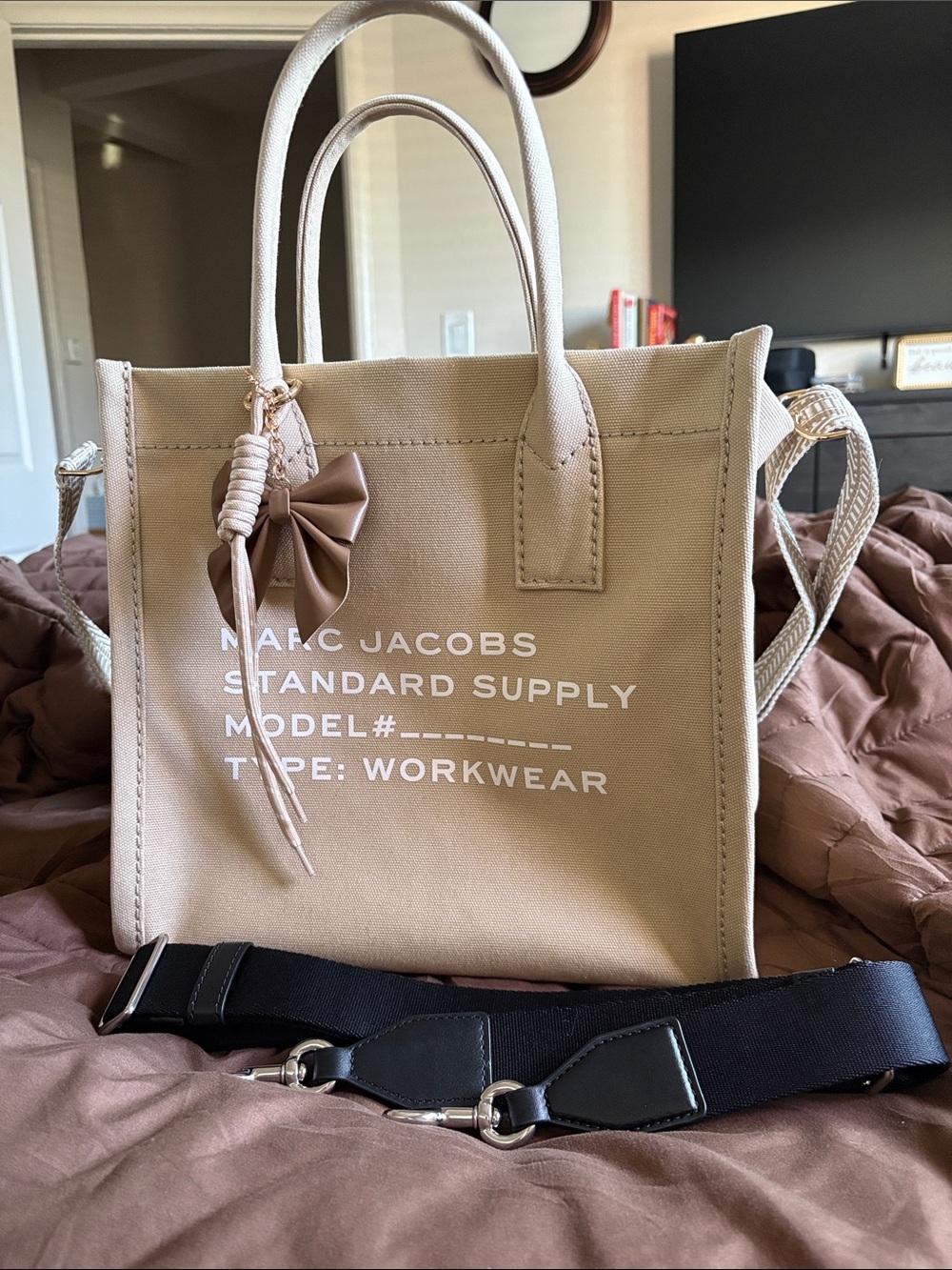 Marc Jacobs Beige Canvas Workwear Tote with Removable Strap